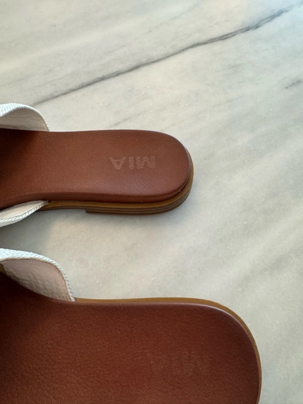 Mia Woven Strap Slide Sandals in White - Picture 3 of 5